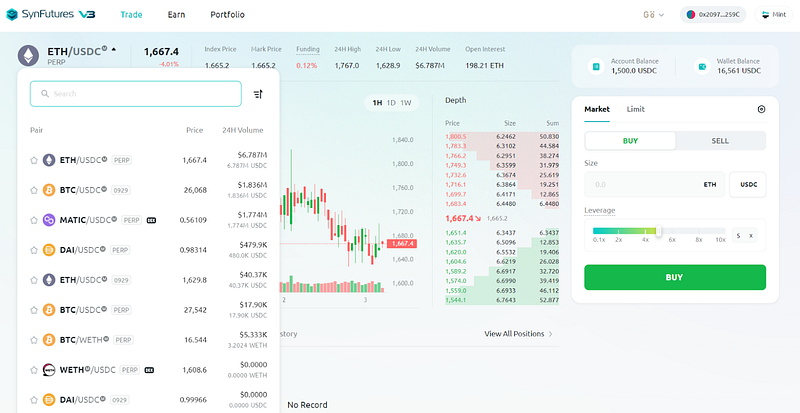 enter a trade on synfutures v3