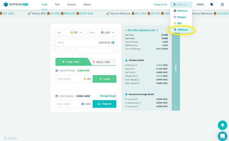 Select “Arbitrum” from the drop-down menu.