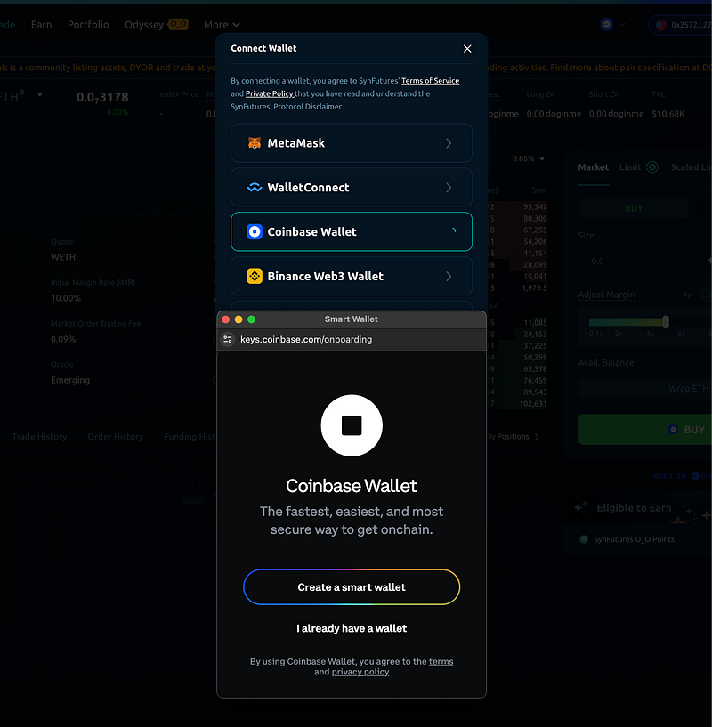 Coinbase Smart Wallet on SynFutures