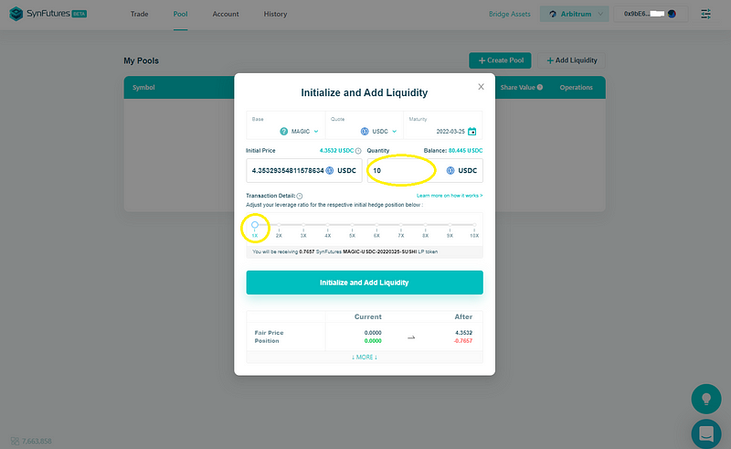 Add liquidity and adjust leverage.