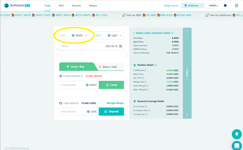 Arbitrum trading pair available on SynFutures